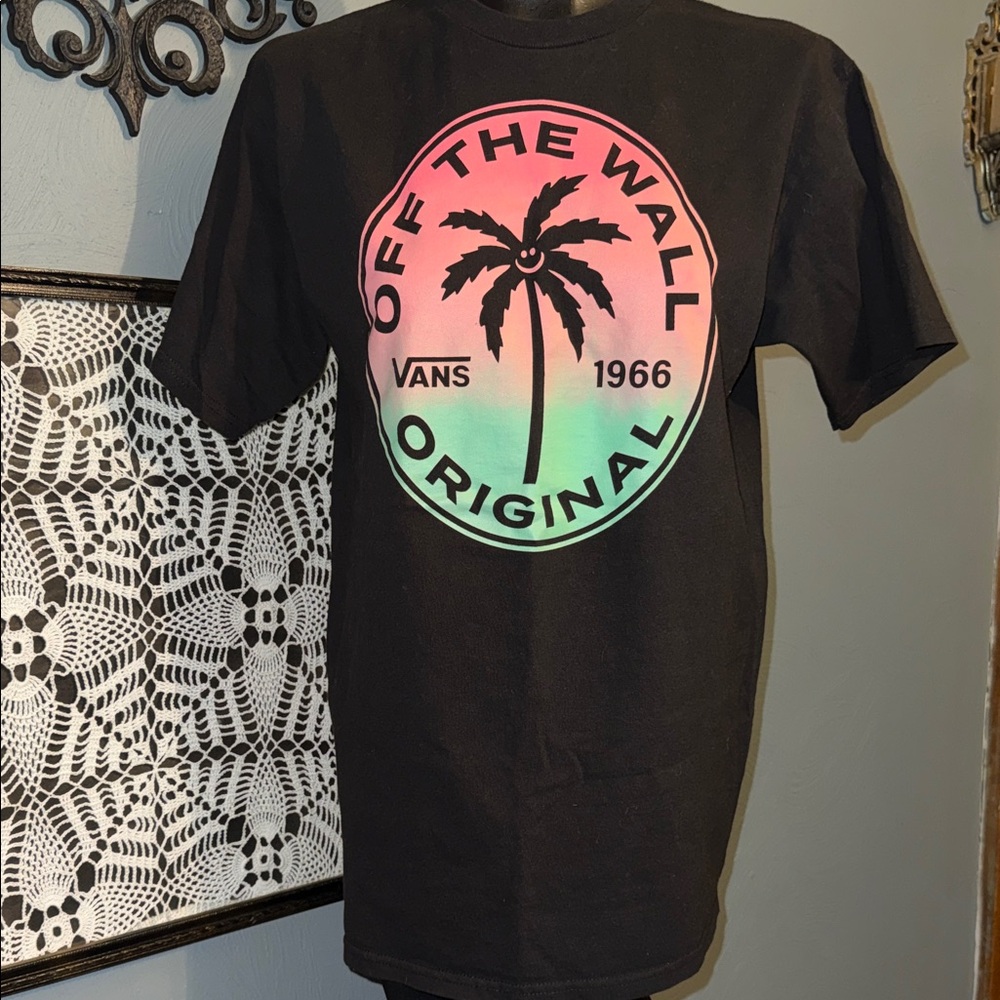 Vans Black Tee with Gradient Palm Logo